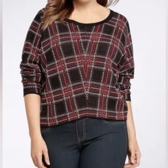 Torrid Plaid Cropped Cotton Sweater NWOT - Picture 2 of 10